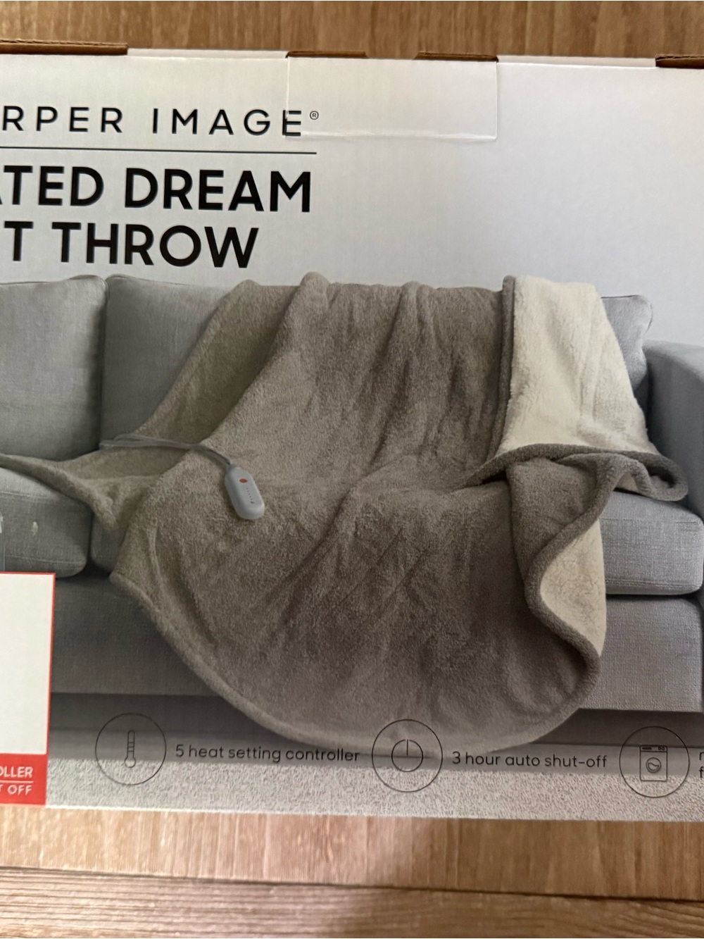 Sharper Image Amira Dream Cozy Soft Electric Heated 
Throw Blanket Gray***